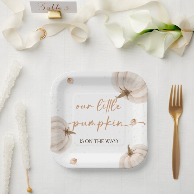 Unsere kleine Pumpkin Herbst Herbstdusche Pappteller (Hochzeit)