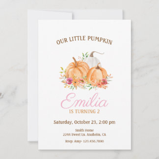 Unsere kleine Pumpkin Pink & Gold Geburtstagsparty Einladung