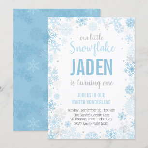 Unsere kleine Schneeflocke  Boy First Birthday Einladung