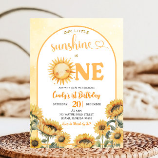 Unsere kleine Sonne ist ein Sommerthema erster Geb Einladung