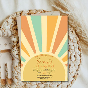 unsere kleine Sonne mit Sonnenstrahlen Geburtstag Einladung
