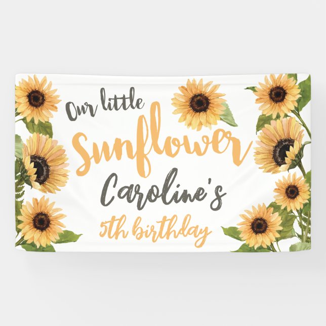 Unsere kleine Sonnenblume Personalisiert glücklich Banner (Horizontal)