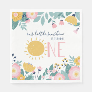 Unsere kleine Sonnenblume, rosa Streifen Geburtsta Serviette