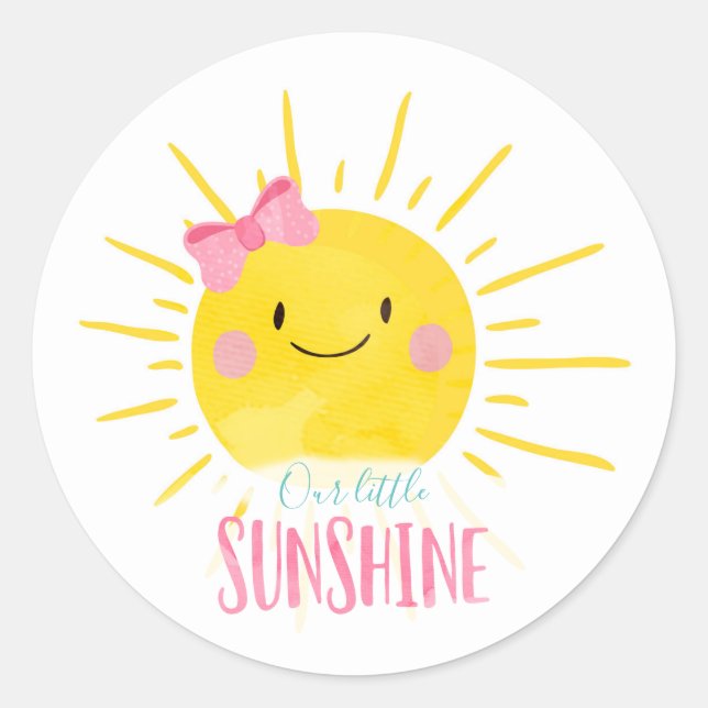 Unsere kleine Sonnencreme Pink Bow Sun Cupcake Top Runder Aufkleber (Vorderseite)