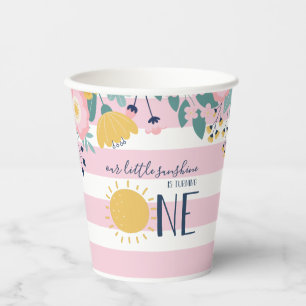 Unsere kleine Sonnenschein-Blumen-, rosa gestreift Pappbecher