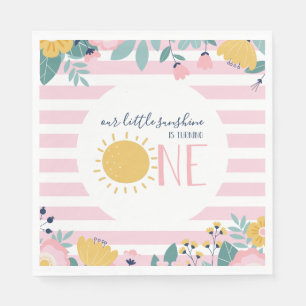 Unsere kleine Sonnenschein-Blumen-, rosa gestreift Serviette