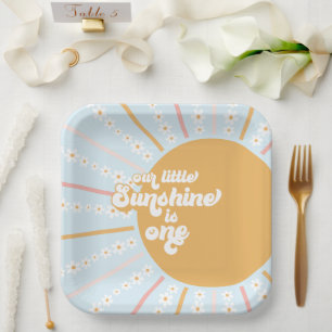 Unsere kleine Sunshine boho blumengeschmückten ers Pappteller