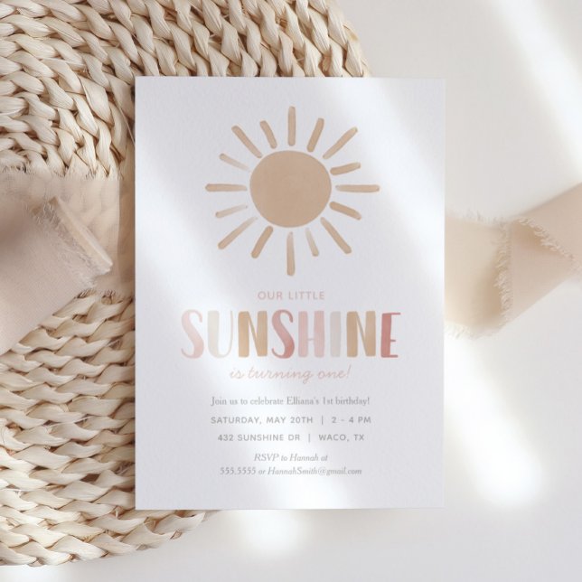 Unsere kleine Sunshine Girl Birthday Party Einladung (Von Creator hochgeladen)