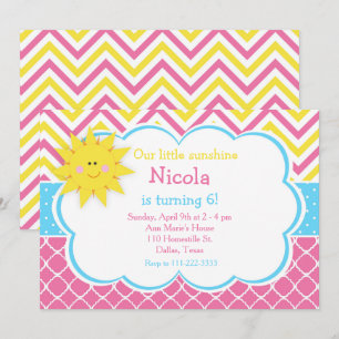 Unsere kleine "Sunshine Pink and Yellow Birthday P Einladung