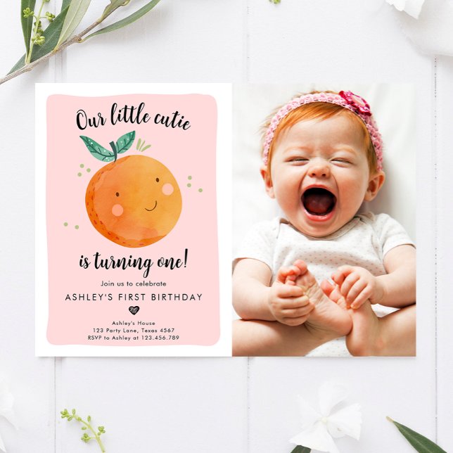 Unsere kleine Süsse Clementine Orange Erster Gebur Einladung (Von Creator hochgeladen)