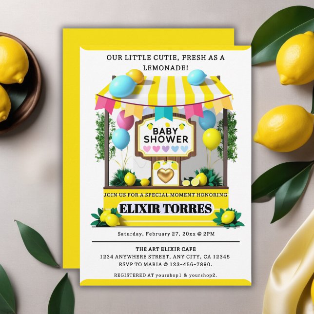 Unsere kleine Süsse Lemonade Stand Baby Dusche Einladung (Von Creator hochgeladen)