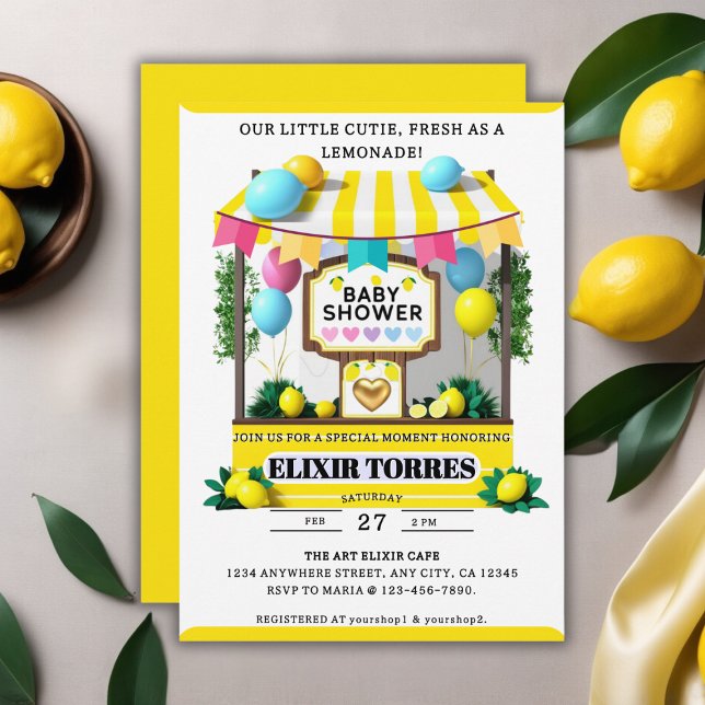 Unsere kleine Süsse Lemonade Stand Baby Dusche Einladung (Von Creator hochgeladen)