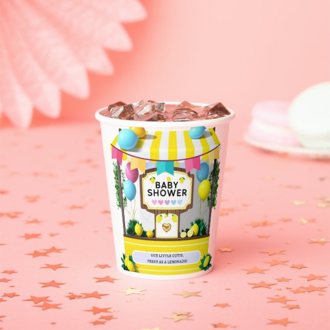 Unsere kleine Süsse Lemonade Stand Baby Dusche Pappbecher (Insitu)