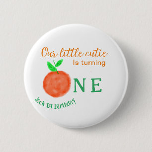Unsere kleine Süsse orange ein Geburtstagsfrüchte Button