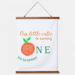 Unsere kleine Süsse orange ein Geburtstagsfrüchte Wandteppich Mit Holzrahmen