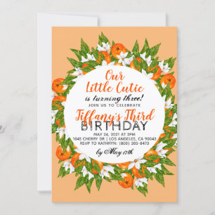 Unsere kleine Süsse Orange Fruit Geburtstag Einlad Einladung