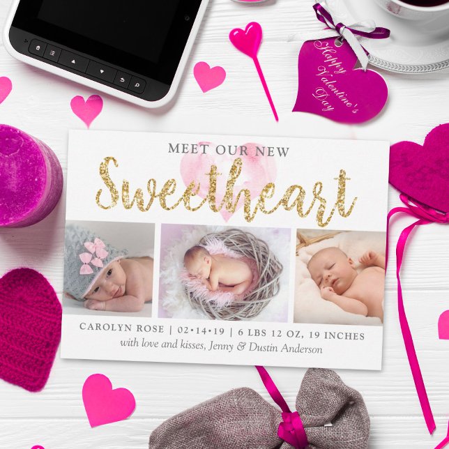 Unsere kleine Sweetheart 3 Foto Geburtserklärung Ankündigung (Von Creator hochgeladen)