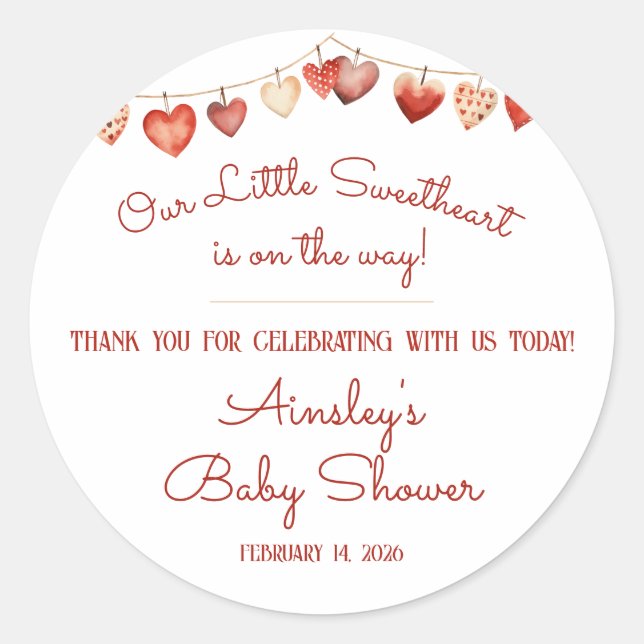 Unsere kleine Sweetheart Baby Dusche Gefallen Runder Aufkleber (Vorderseite)