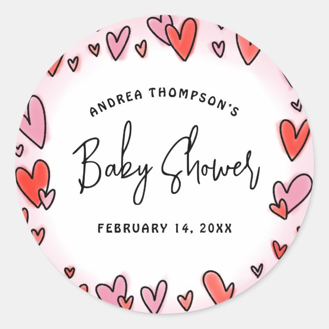 Unsere kleine Sweetheart Valentine Hearts Baby Dus Runder Aufkleber (Vorderseite)