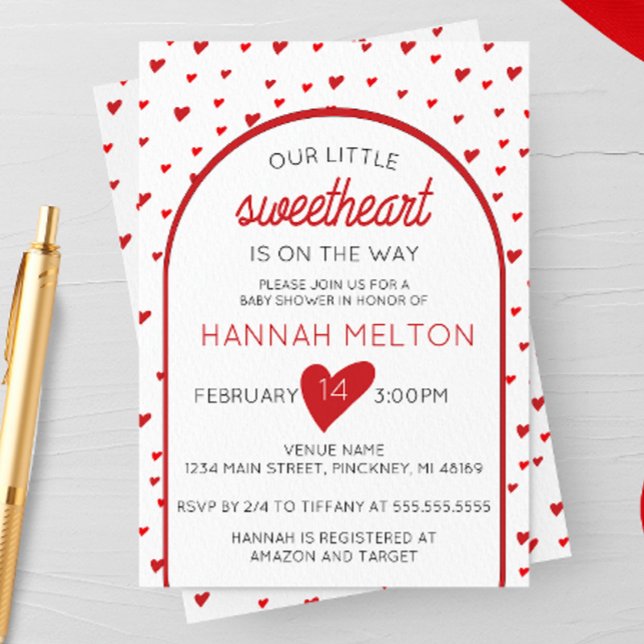 Unsere kleine Sweetheart Valentine's Day Babydusch Einladung (Von Creator hochgeladen)