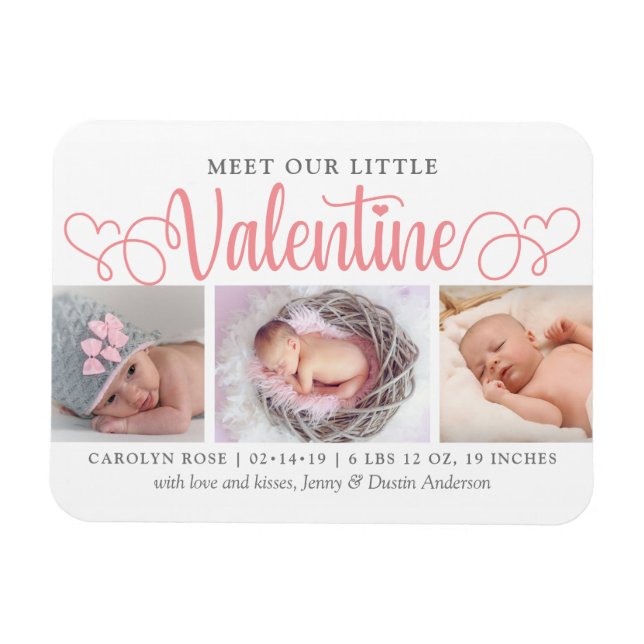 Unsere kleine Valentine 3 Foto Geburtserklärung Magnet (Horizontal)