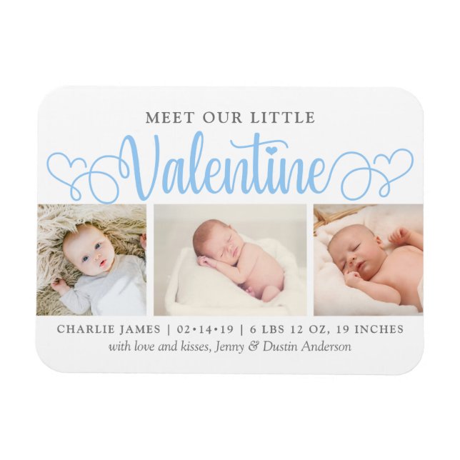 Unsere kleine Valentine 3 Foto Geburtserklärung Magnet (Horizontal)