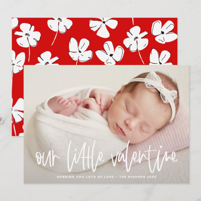 Unsere kleine Valentine-Briefe Geburt Ankündigung (Vorne/Hinten)