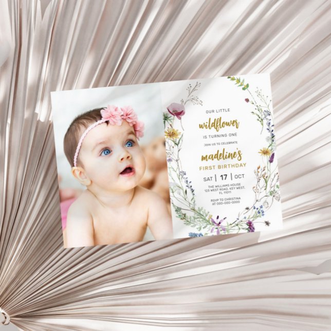 Unsere kleine Wildblume dreht einen 1. Geburtstag Einladung (Von Creator hochgeladen)