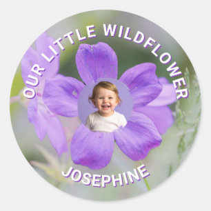 Unsere Kleine Wildblume Lila Blumen Custom Foto Runder Aufkleber