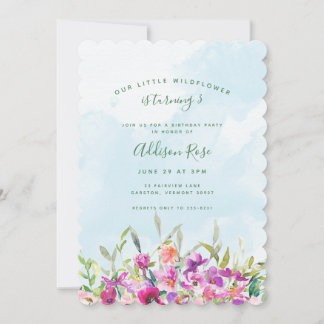 Unsere kleine Wildblume Lila Blumengeburt Einladung