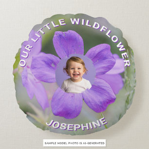 Unsere kleine Wildblumen Flieder Geranie Benutzerd Rundes Kissen