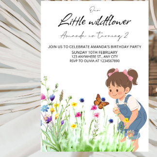 Unsere kleine Wildblumengirls zum Geburtstag Einladung