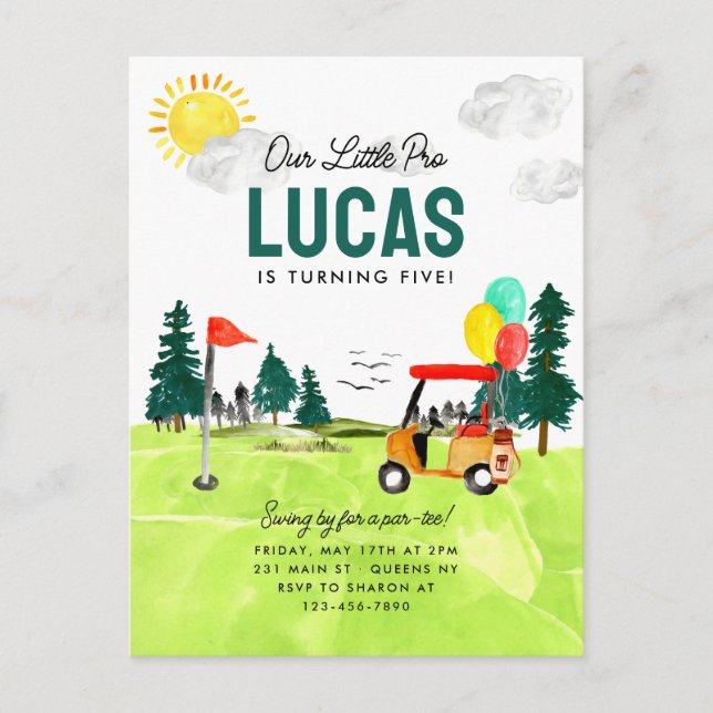 Unsere kleinen Pro Swing Par T Kinder Golf Geburts Postkarte (Vorderseite)