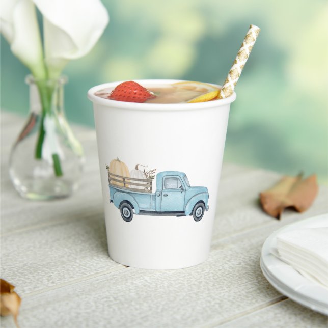 Unsere kleinen Pumpkin/Blue Truck Birthday Paper C Pappbecher (In Situ)
