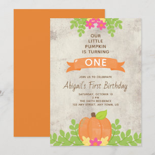 Unsere kleinen Pumpkin ersten Geburtstag rustikale Einladung