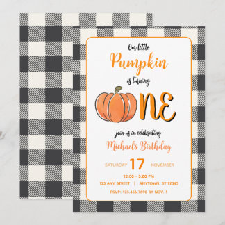 Unsere kleinen Pumpkin Fall Flannel Boys Geburtsta Einladung