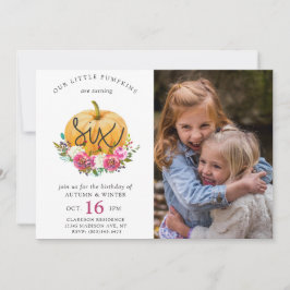 Unsere kleinen Pumpkin Fall Floral Twins 6. Geburt Einladung