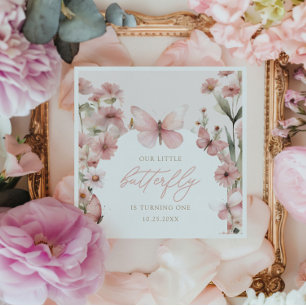 Unsere kleinen Schmetterling-Rosa-Mädchen zum Gebu Serviette