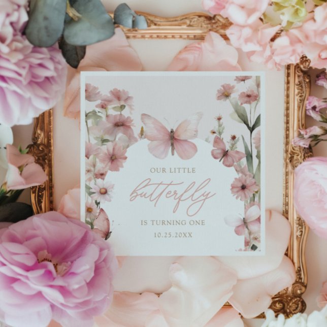 Unsere kleinen Schmetterling-Rosa-Mädchen zum Gebu Serviette (Von Creator hochgeladen)