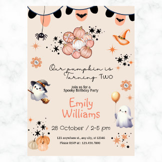 Unsere Kürbiskur dreht Halloween Geburtstagsparty Einladung