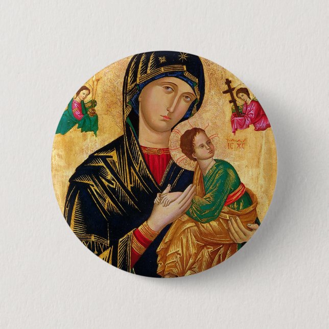 Unsere Lady der ständigen Hilfe Icon Jungfrau Mary Button (Vorderseite)