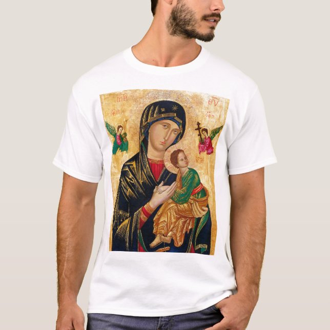 Unsere Lady der ständigen Hilfe Jungfrau Mary Icon T-Shirt (Vorderseite)