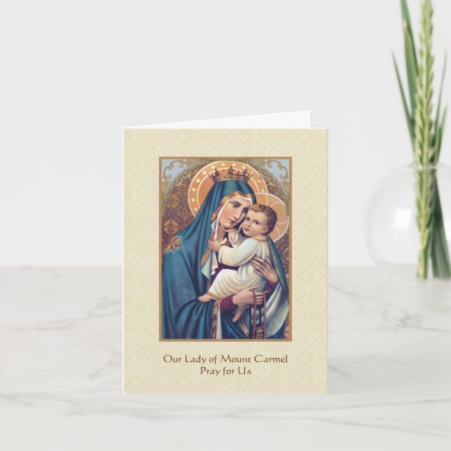 Unsere Lady des Monte Carmel Scapular Jesus Karte (Vorderseite)