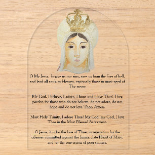 Unsere Lady Fatima Acrylylic Prayer Card Acryleinladungen
