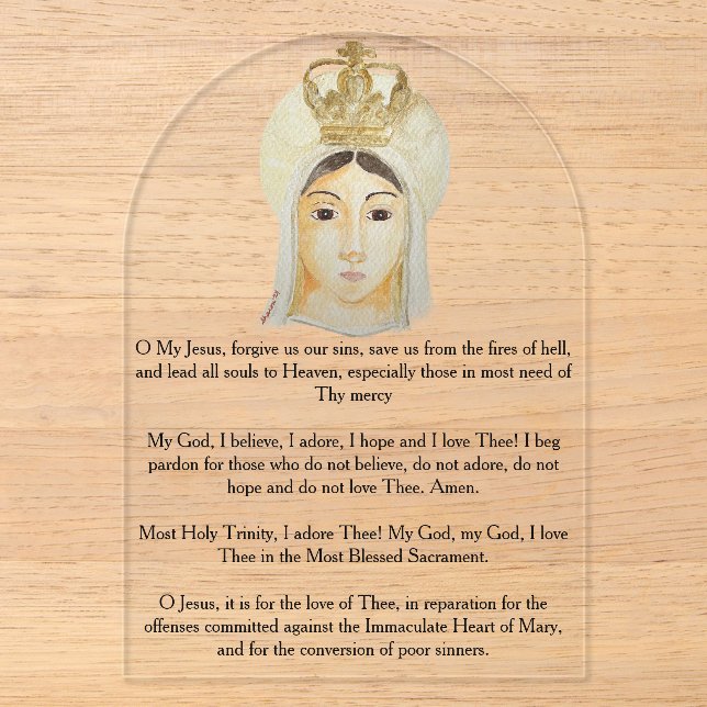 Unsere Lady Fatima Acrylylic Prayer Card Acryleinladungen (Vorderseite)