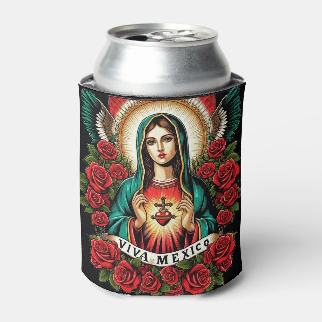 Unsere Lady Guadalupe Mutter Mary Viva Mexico Art Dosenkühler (Kanne Vorderseite)