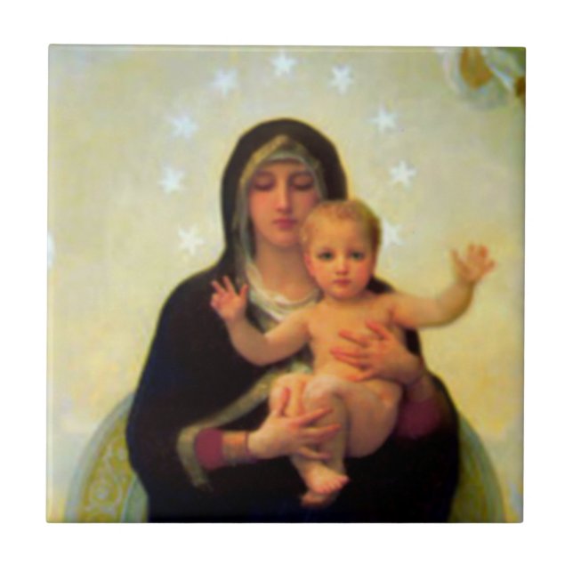 Unsere Lady Jungfrau Mary & Baby Jesus Keramik Til Fliese (Vorderseite)