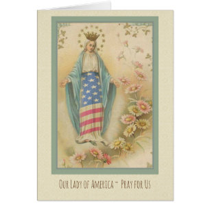 Unsere Lady of America   Flaggen und Blume