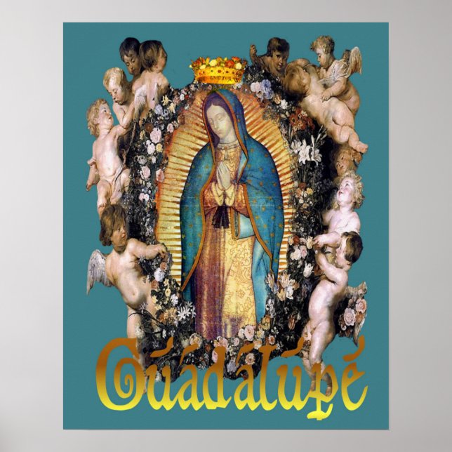 Unsere Lady of Guadalupe Jungfrau Mary & Angels Poster (Vorne)