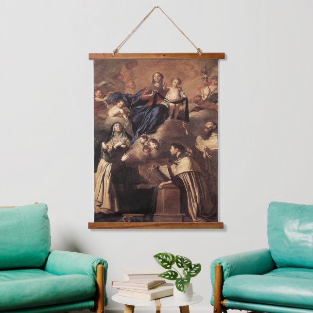 Unsere Lady of Mount Carmel 1641 Wandteppich Mit Holzrahmen (Wohnzimmer)